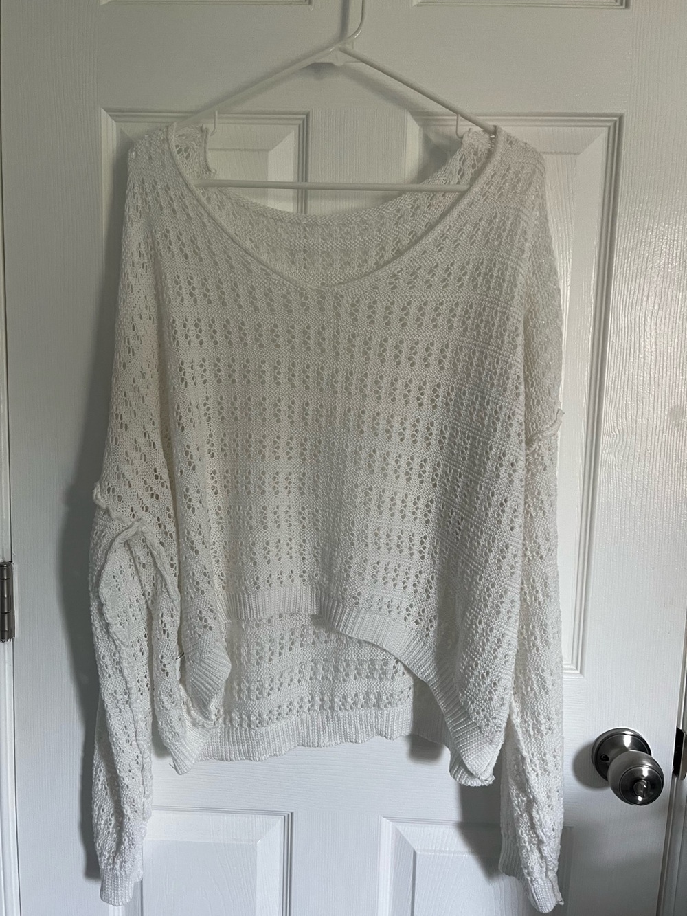 White Open-Knit Women's Sweater